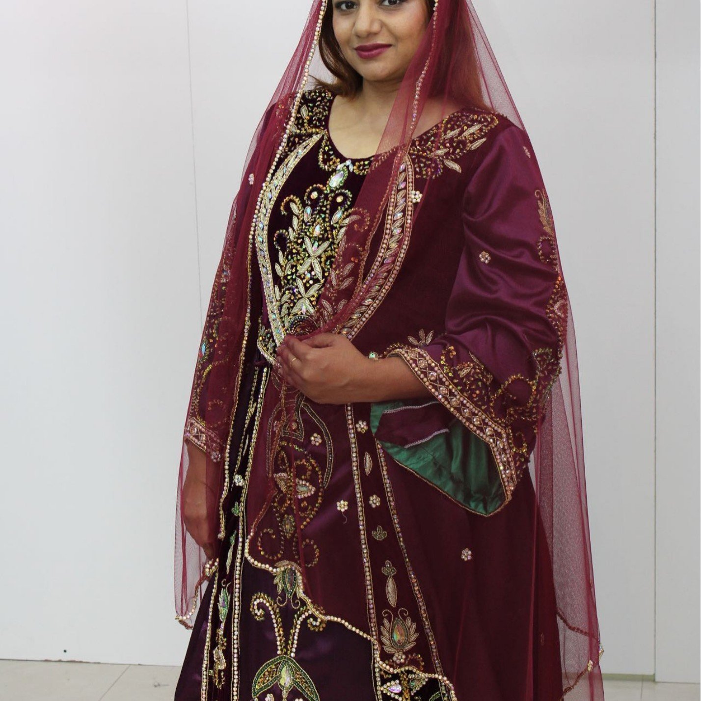 Maroon Gold Traditional Dress